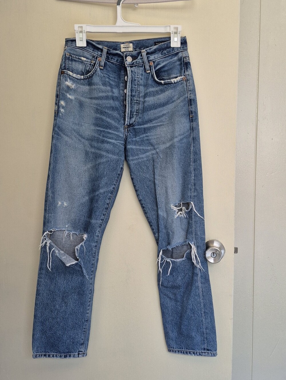 Citizens of Humanity Dree crop high rise slim straight ripped jeans size 25